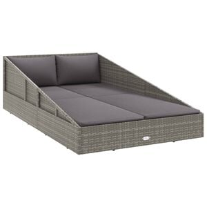 vidaXL Tuinbed 110x200 cm poly rattan grijs