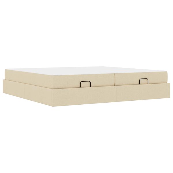 vidaXL Bedframe met matras met matras 2 pcs Cr&egrave;me Stof