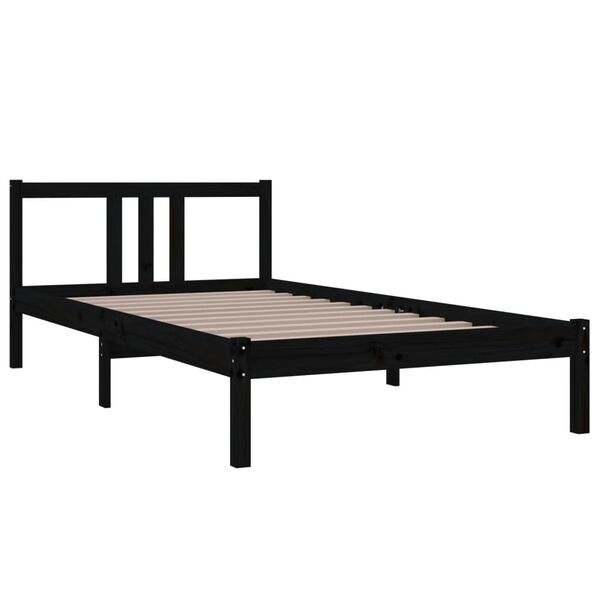 vidaXL Bedframe massief hout zwart 100x200 cm