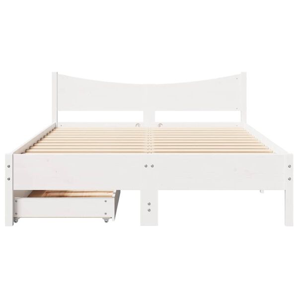 vidaXL Bedframe met lades massief grenenhout wit 120x200 cm
