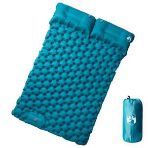 vidaXL Kampeermatras met kussens zelfopblazend 2-persoons blauw