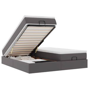 vidaXL Ottoman bed met matrassen 180x200cm kunstleer grijs