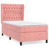 vidaXL Boxspring met matras fluweel roze 90x190 cm