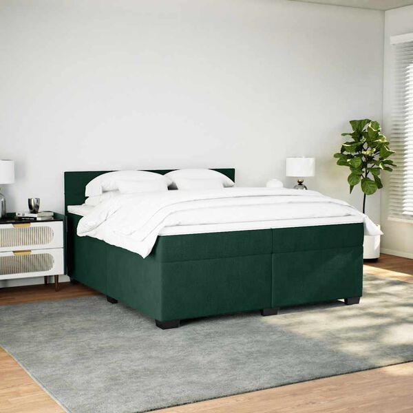 vidaXL Boxspring met matras fluweel donkergroen 200x200 cm
