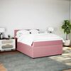 vidaXL Boxspring met matras fluweel roze 140x200 cm