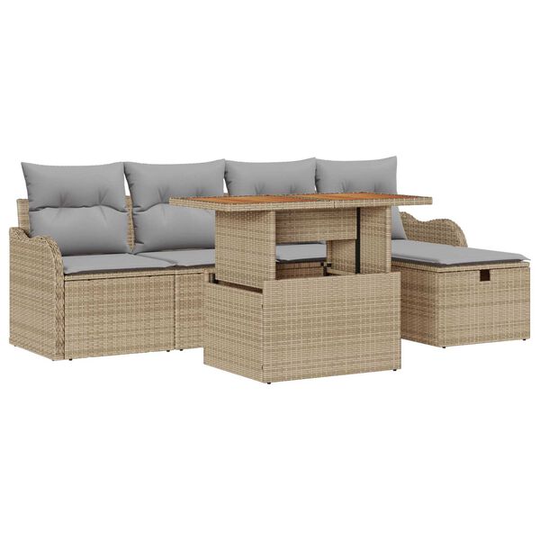 vidaXL Tuin Sofa Set 6 pcs Beige poly rattan