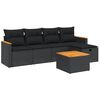 vidaXL 6-delige Loungeset met kussens poly rattan zwart