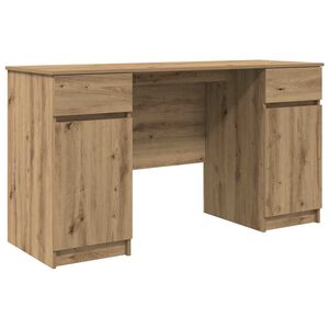 vidaXL Bureau artisanaal eikenkleurig Bewerkt hout 140 x 49 x 76 cm