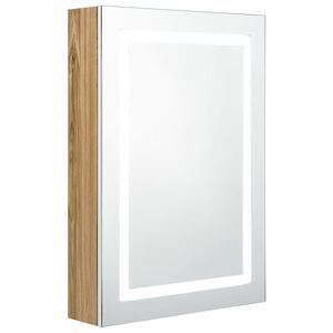 vidaXL Badkamerkast met spiegel en LED 50x13x70 cm wit en eikenkleurig