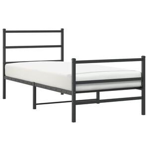 vidaXL Bedframe met hoofd- en voeteneinde&nbsp;metaal zwart 90x200 cm