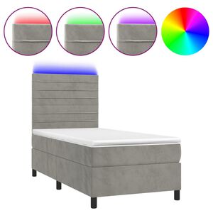 vidaXL Boxspring met matras en LED fluweel lichtgrijs 80x200 cm