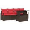 vidaXL Tuin Sofa Set 5 st 4-Aantal zitplaatsen Bruin en Rood