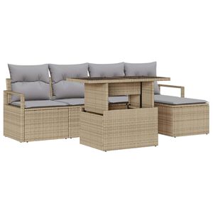 vidaXL Tuin Sofa Set 6 st Beige en Licht Grijs poly rattan