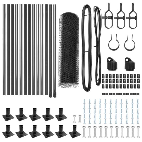 vidaXL Afrasteringspaal Grijs 25 x 0,6 m (25 mm gaas) Staal en PVC