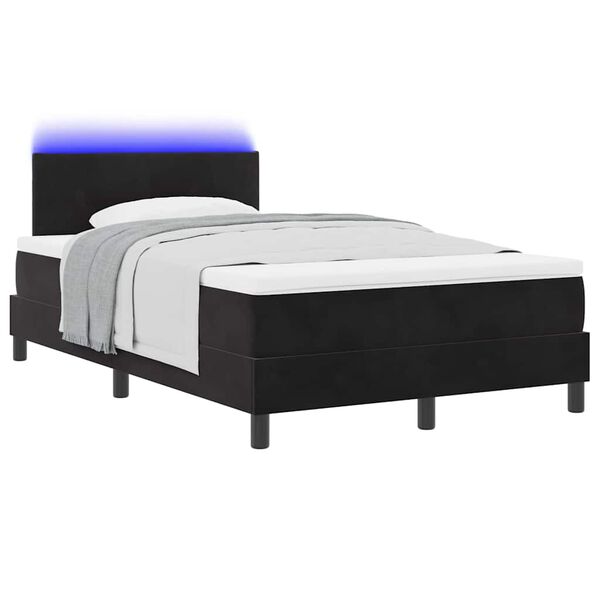 vidaXL LED Box Spring Bed met matras Zwart 120 x 200 cm Fluweel