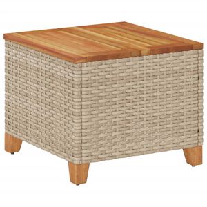 vidaXL Tuintafel 45x45x37 cm poly rattan en acaciahout beige