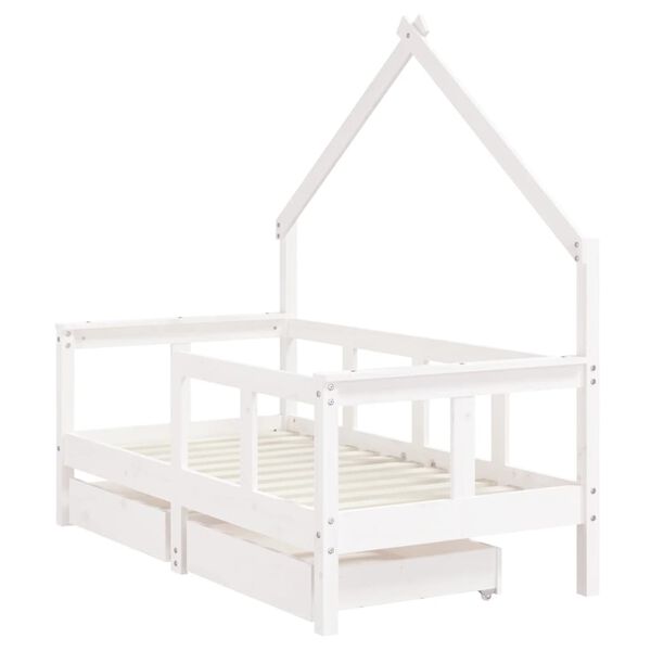 vidaXL Kinderbedframe met lades 70x140 cm massief grenenhout wit