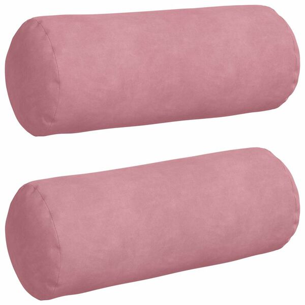vidaXL Bolster Kussens 2 stuks Roze Ø 15 x 40 cm Cordstof
