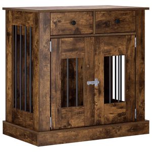 vidaXL Hond Bench Meubel Gerookt eiken 80 x 47,5 x 80 cm Bewerkt hout