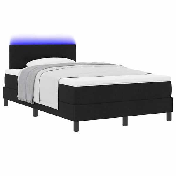 vidaXL Boxspring bed met matras met LED Zwart 120 x 190 cm Stof