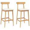 vidaXL Barkruk 2 st Natuurlijk en Beige Massief Rubberhout en Stof