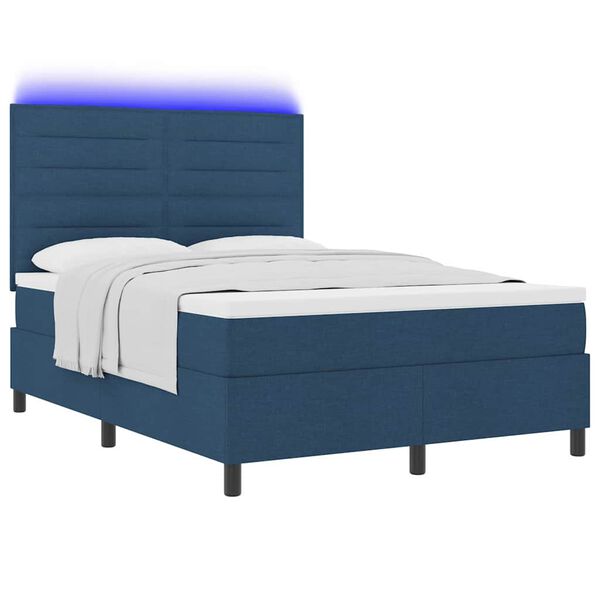 vidaXL Boxspring bed met matras met LED Blauw 160 x 200 cm Stof