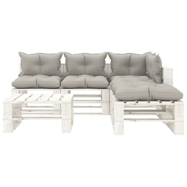 vidaXL 6-delige Loungeset met taupe kussens pallet hout