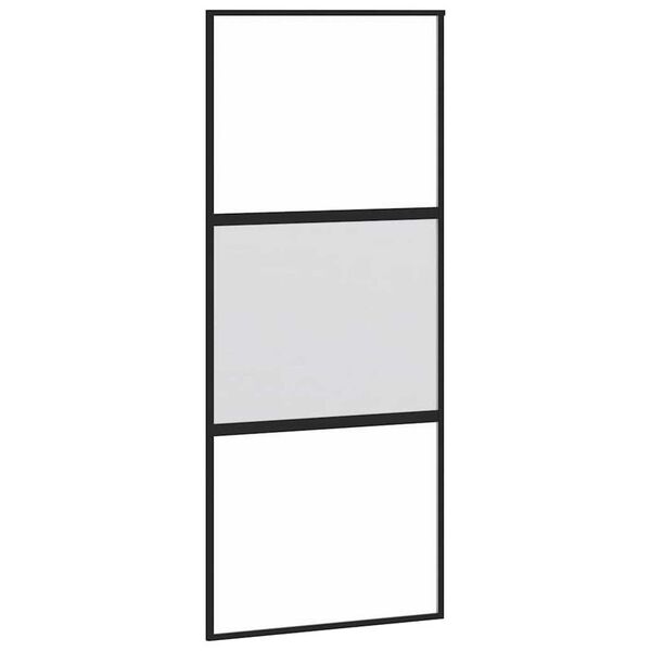 vidaXL Schuifdeur met beslag 90x205 cm gehard glas en aluminium