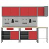 vidaXL Werkkast set met lade met plank met opslag 10 pcs Rood en Grijs