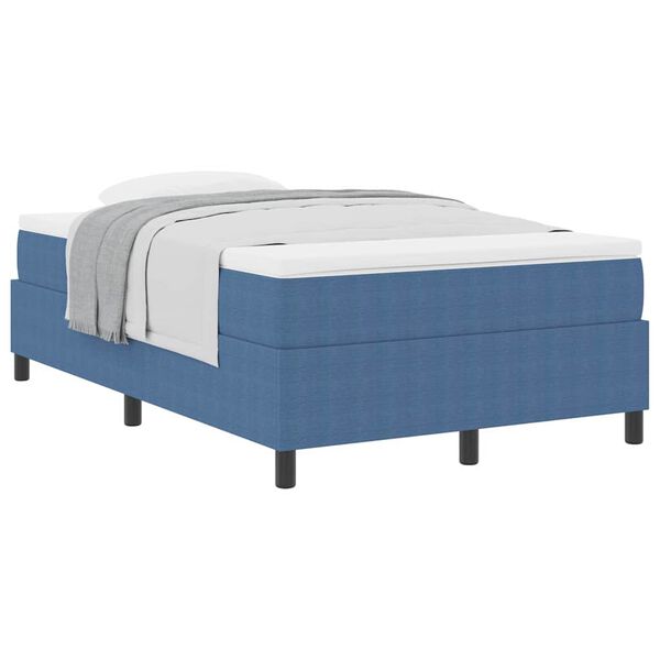 vidaXL Boxspringbed Blauw en Wit 120 x 190 cm Katoen Stof