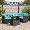 vidaXL 6-delige Loungeset met kussens poly rattan acacia zwart