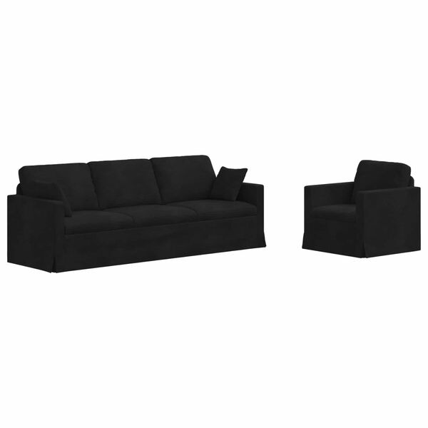 vidaXL Bank 2 pcs Zwart 228 x 78 x 80 cm Fluweel