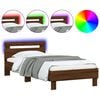 vidaXL Bedframe met hoofdbord en LED bruin eikenkleur 75x190 cm
