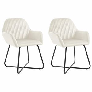 vidaXL Eetkamerstoelen 2 st fluweel cr&egrave;mekleurig