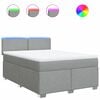vidaXL Boxspring met matras stof lichtgrijs 140x190 cm