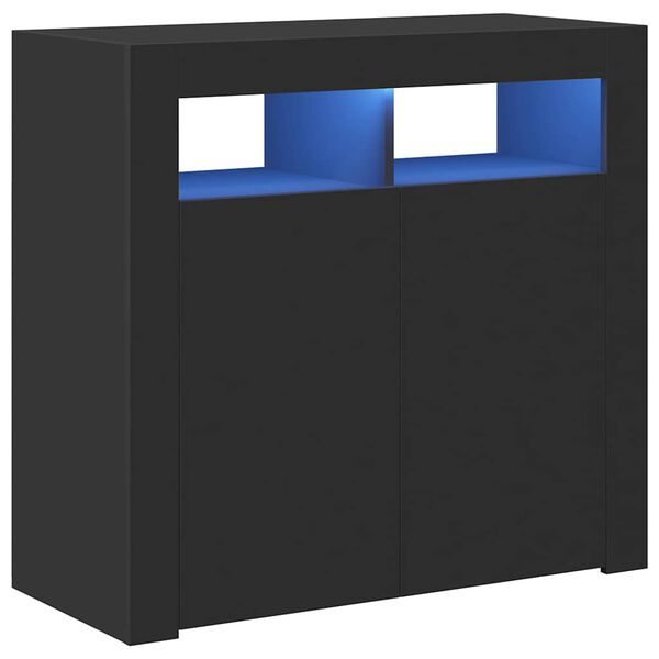 vidaXL Dressoir met LED-verlichting 80x35x75 cm zwart