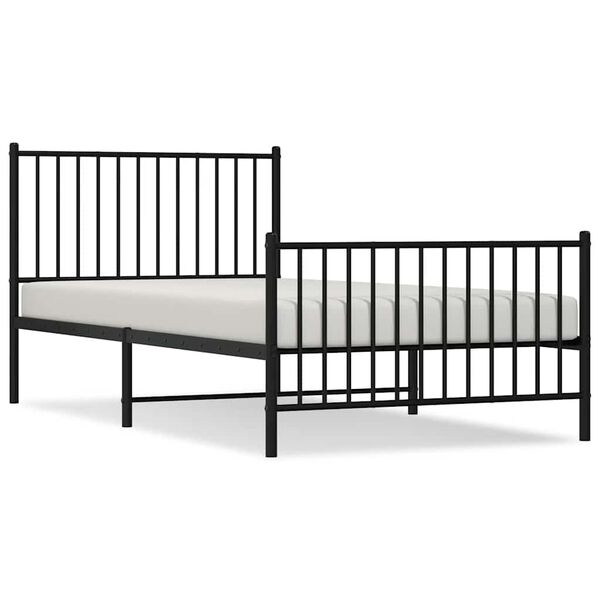 vidaXL Bedframe met hoofd- en voeteneinde metaal zwart 100x200 cm
