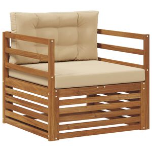 vidaXL Tuinbank Massief Acaciahout en Polyester Natuurlijk en Beige