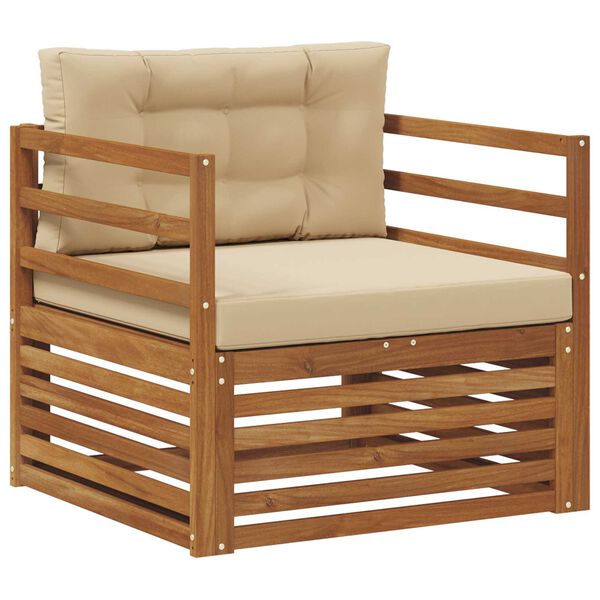 vidaXL Buiten bankenset Massief Acaciahout en Polyester Naturel