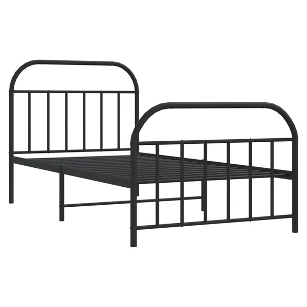 vidaXL Bedframe met hoofd- en voeteneinde metaal zwart 107x203 cm