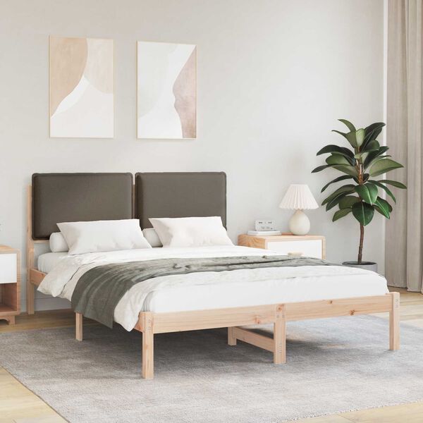 vidaXL Bedframe met Gevoerd Hoofdgedeelte Taupe 140 x 200 cm