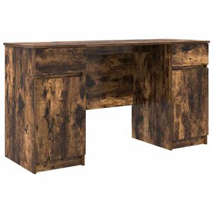 vidaXL Bureau met lade Gerookt eiken 140 x 49 x 76 cm Bewerkt hout