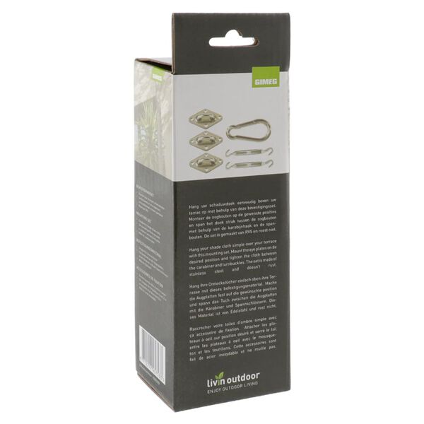 Livin'outdoor Bevestigingsset driehoekig schaduwdoek roestvrij staal