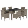 vidaXL 7-delige Tuinset met kussens poly rattan en glas grijs