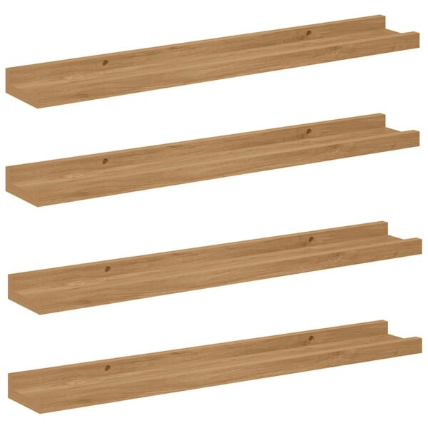 vidaXL Wandplank met plank 4 pcs Bruin 60 x 9 x 3 cm Bewerkt hout