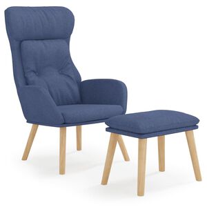 vidaXL Relaxstoel met voetenbank stof blauw