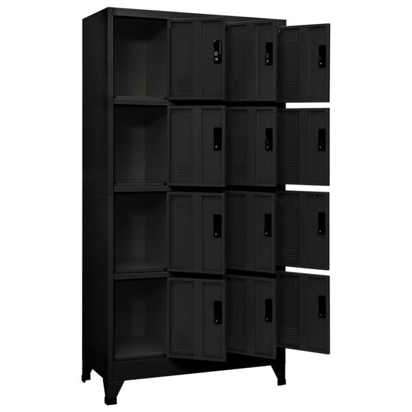 vidaXL Lockerkast 90x45x180 cm staal zwart