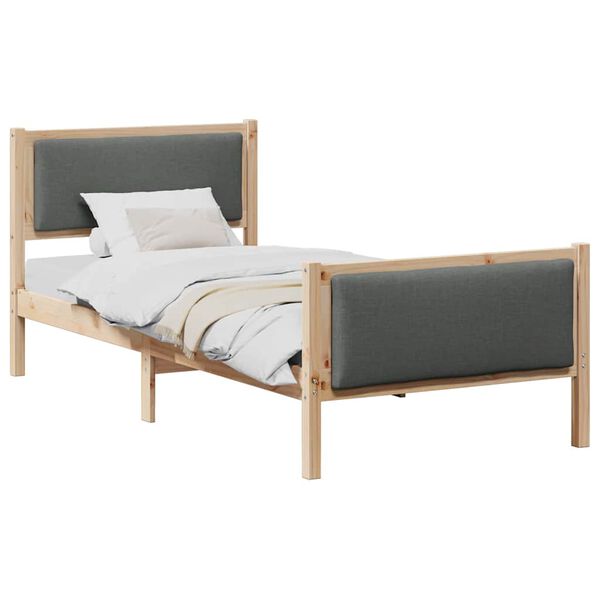 vidaXL Bedframe met hoofdeinde Donkergrijs 90 x 190 cm Stof