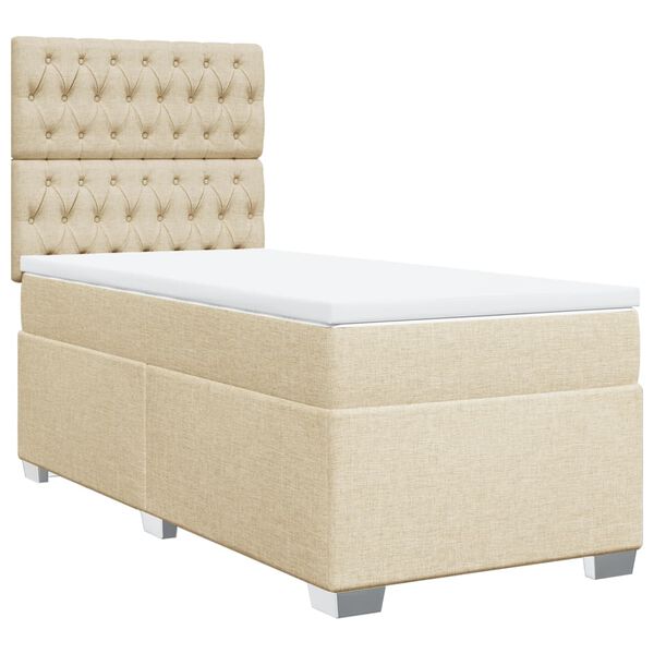 vidaXL Boxspring met matras stof cr&egrave;mekleurig 90x190 cm