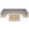 vidaXL 12-delige Loungeset met kussens massief grenenhout